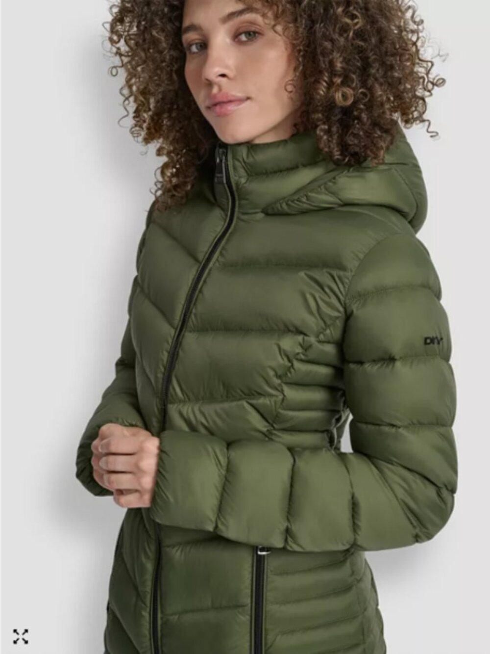 DKNY Chevron Quilted Jacket, Size Med, Color Evergreen, NWT